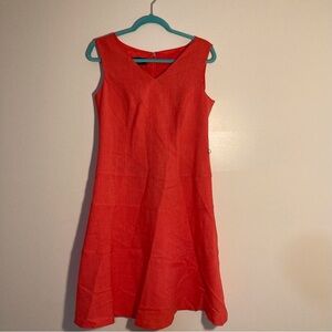 Evan Picone Coral‎ Sleeveless V-Neck A-Line Dress